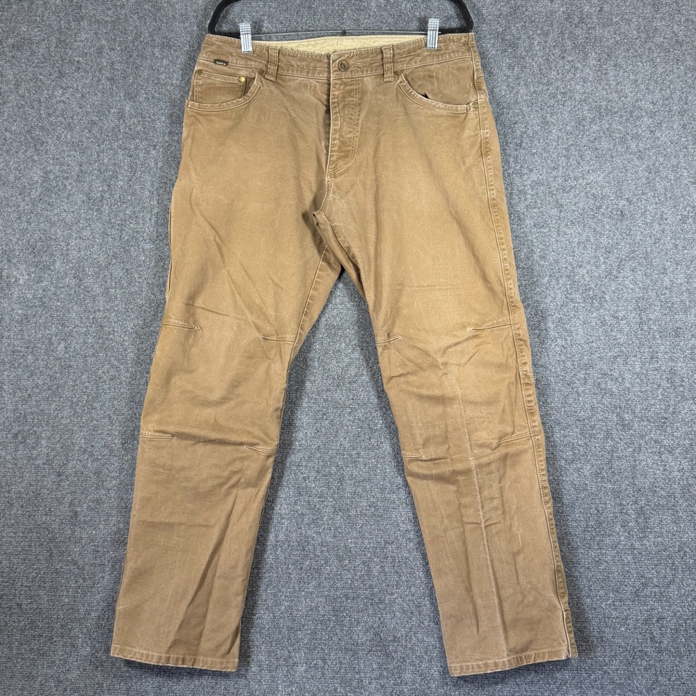 KUHL Vintage Patina Dye Rydr Pants Mens 36x32 Brown Workwear Flex Knee
